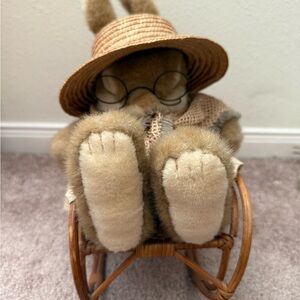 Adorable Tan Bunny with Hat Like New